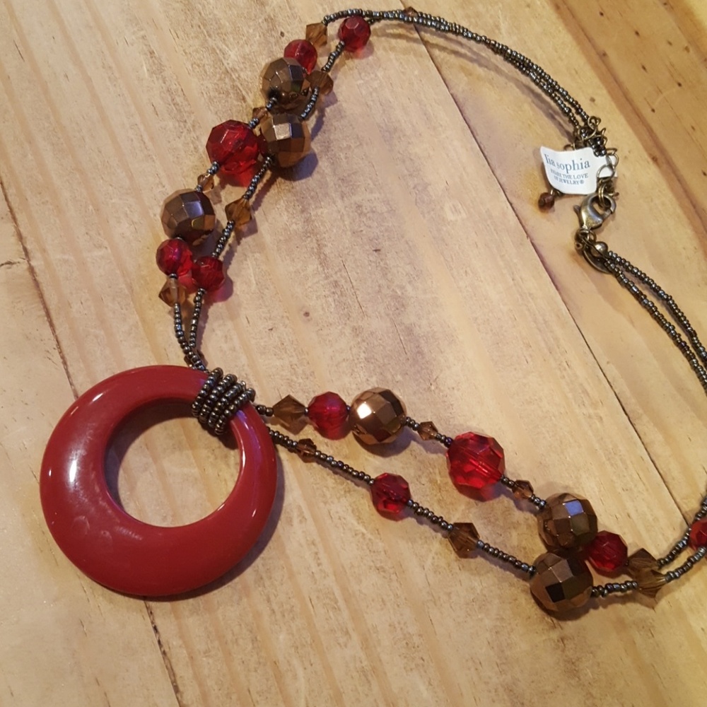 Lia Sophia beaded necklace 16 - 19" cut Crystal